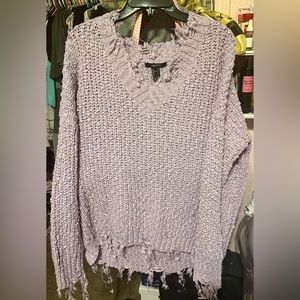 Light purple Forever 21 Distressed Sweater